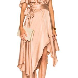 Zimmermann Soft Pink Silk Asymmetric Wrap Dress
